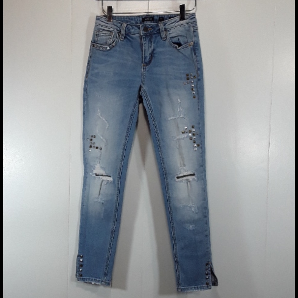 Miss me stud embellished distressed skinny jeans size 25